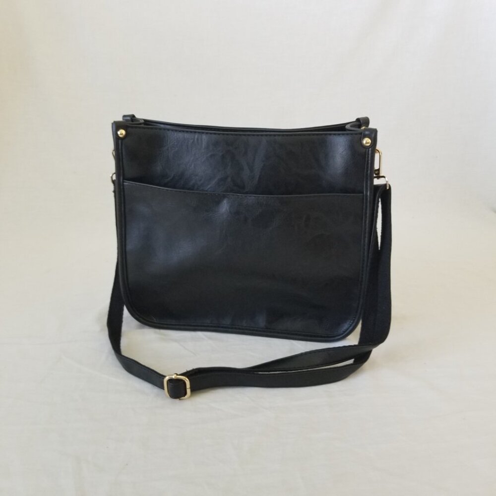 NEW! Midsize Faux Leather Purse Shoulder Bag w/Gold-Tone Hdwr & Detachable Strap